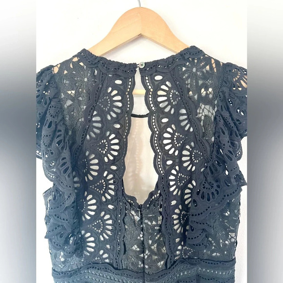 Sea New York Winnie Short Sleeve Black Lace & Wool Jumpsuit Size 10‎ - Picture 11 of 14